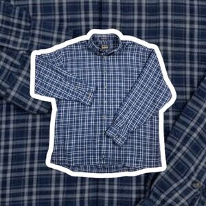 BD Baggies English Twill Flannel Shirt Mens XL Blue Plaid Button Down